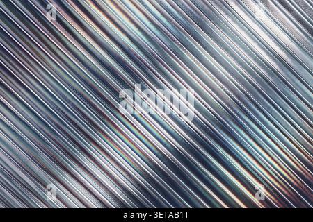 Iridescent ribbed glass background with dark gradient, horizontal abstract texture Stock Photo