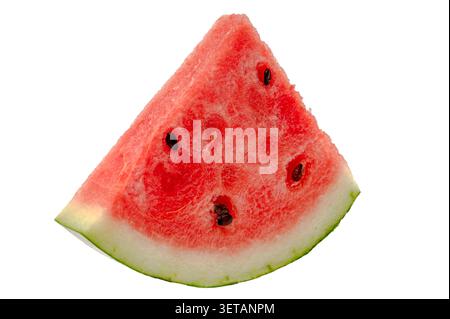 Fresh juicy watermelon slice isolated on white background Stock Photo