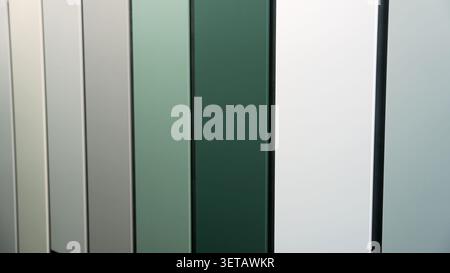 Smooth panning video across a modern color swatch display featuring solid tones wood textures. Ideal for design presentations interior inspiration Stock Photo