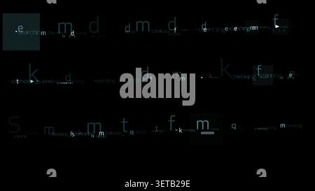 glitch digital text searching database for overlay design abstract cyber security code isolated on black hacker programming interface hud concept Stock Photo
