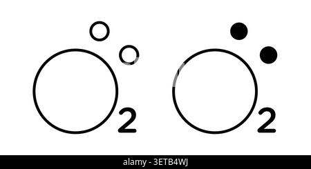 Oxygen O2 icon silhouette vector set. thin line pack. Stock Vector