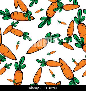 Carrot Seamless Pattern Design Vector. Cute Carrot Background Stock Vector