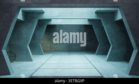 Futuristic corridor concrete tunnel light Stock Photo
