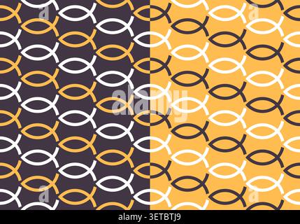 Christian Fish Seamless Pattern Color Variations Background Vector Illustration Stock Vector