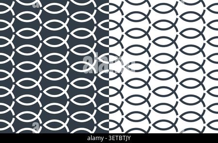 Monochrome Christian Fish Seamless Pattern Background Vector Illustration Stock Vector