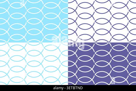 Blue Christian Fish Seamless Pattern Background Vector Illustration Stock Vector