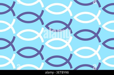 Christian Fish Symbol Pattern in Blue Tones Background Vector Illustration Stock Vector