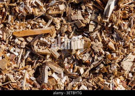 Natural Wood Chips Texture Background Close Up Stock Photo