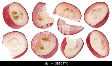 Red grape slices isolated on white background with clipping path Stock Photo