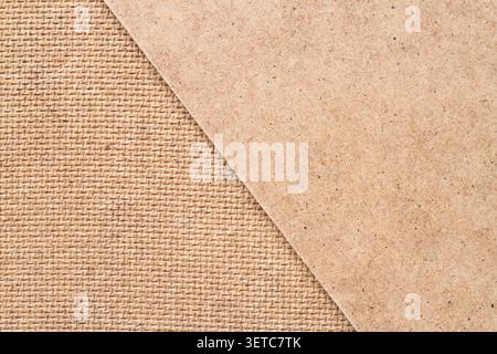 A sample of fiberboard on both sides. Masonite fiberboard. Stock Photo