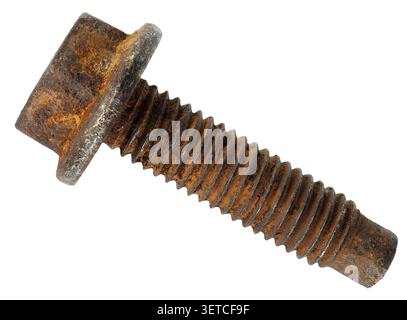 Old rusty screw isolated on white background Stock Photo