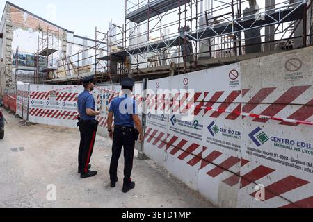 A 62-year-old worker died after falling from a height in a workplace accident in Grumo Nevano. Emergency services responded to the scene, but the man died instantly from the injuries sustained in the fall. Stock Photo