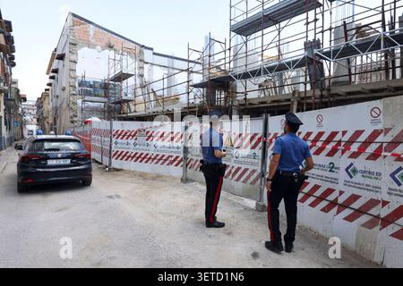 A 62-year-old worker died after falling from a height in a workplace accident in Grumo Nevano. Emergency services responded to the scene, but the man died instantly from the injuries sustained in the fall. Stock Photo