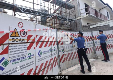A 62-year-old worker died after falling from a height in a workplace accident in Grumo Nevano. Emergency services responded to the scene, but the man died instantly from the injuries sustained in the fall. Stock Photo
