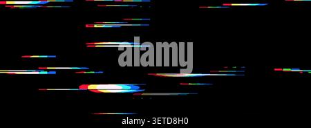 Glitch noise tv and effect pixel digital with background vhs pattern. Texture light font and camera line neon with game retro screen. 80s overlay cybe Stock Vector