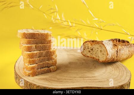 Freshly baked homemade sourdough bread, ready to eat. Stock Photo