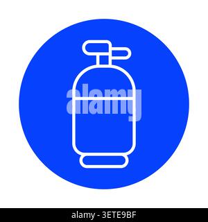 Simple fire extinguisher icon design on a blue circle background, ideal for safety signage or emergency preparedness materials to promote fire awarene Stock Vector
