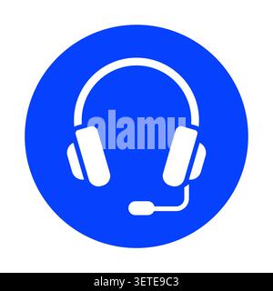 This image features a stylish headset icon with a microphone, suitable for customer service or tech-related themes. Ideal for use in digital platforms Stock Vector