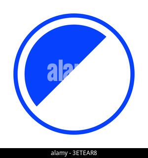 A simple yet striking design featuring a blue half circle within a white circle. Perfect for modern graphics, branding, or minimalistic art projects. Stock Vector