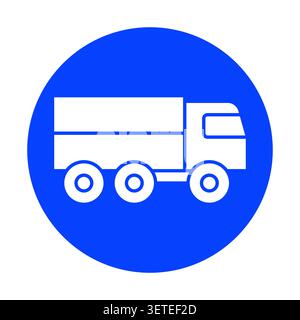 Simple and modern graphic of a delivery truck icon within a blue circle, perfect for logistics and transportation themes in various designs. Stock Vector