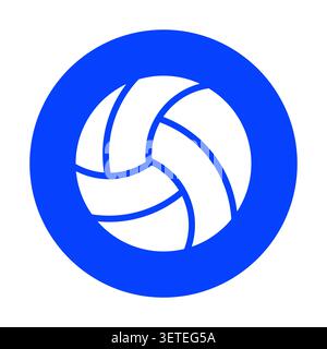 This image features a minimalist white volleyball icon set against a striking blue background. Perfect for sports-related projects, promotions, or des Stock Vector
