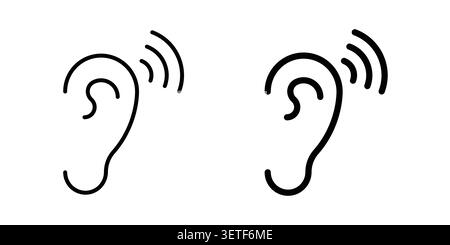 Assistive listening systems icon silhouette vector set. thin line pack. Stock Vector