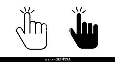 Clicking finger icon silhouette vector set. thin line pack. Stock Vector