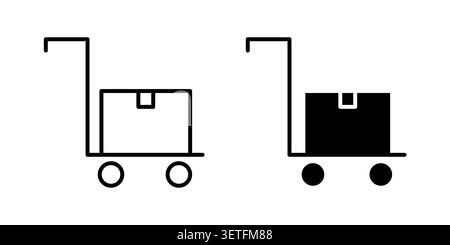 Dolly flatbed icon silhouette vector set. thin line pack. Stock Vector