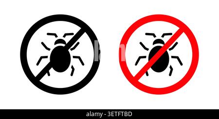 No Bug icon silhouette vector set. thin line pack. Stock Vector