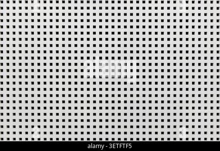 Perforated ceiling or wall panel texture with a uniform square holes pattern. Stock Photo