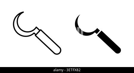 Sickle icon silhouette vector set. thin line pack. Stock Vector