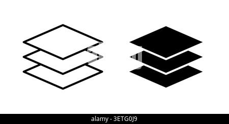 Multiple Layers icon silhouette vector set. thin line pack. Stock Vector