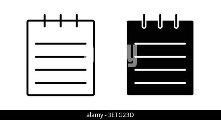 Memo Pad icon silhouette vector set. thin line pack. Stock Vector
