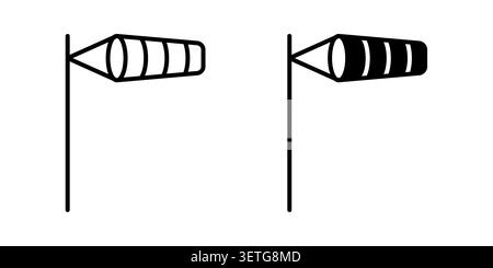Windsock icon silhouette vector set. thin line pack. Stock Vector