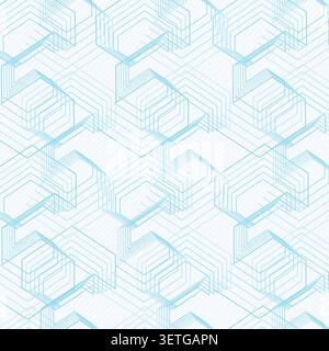 Minimal vector maze pattern with hexagonal rhythm, nested line paths, and modern abstract structure Stock Vector