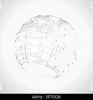 Abstract technology sphere background with connected digital lines and data points Stock Vector