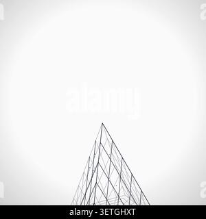 Abstract futuristic pyramid structure rendered as a clean geometric network background Stock Vector