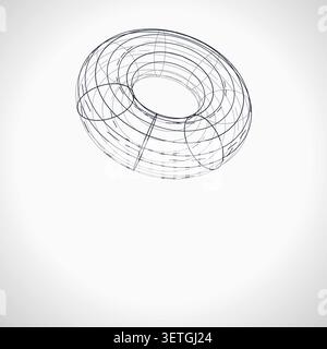Wire Torus vector background with crisp scalable linework for microstock and commercial design projects. Stock Vector