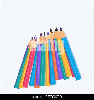 Vector collection of colored pencils arranged in a playful scattered composition Stock Vector