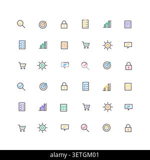 Decorative icon sets illustration for digital advertising, creative layouts, and modern visual branding. Stock Vector