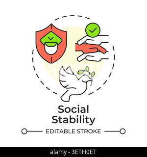 Social stability multi color concept icon Stock Vector