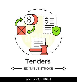 Tenders multi color concept icon Stock Vector