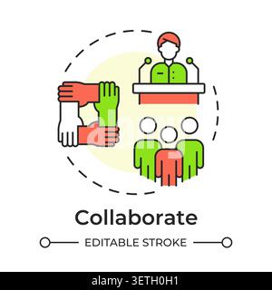 Collaborate multi color concept icon Stock Vector