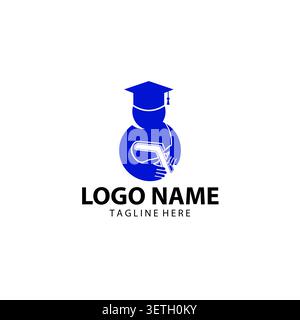graduation hat and hands logo combination. Education and embrace symbol or icon. Unique school and university logotype design template Stock Vector