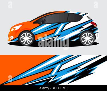 Car wrap vinyl racing decal ornament. Abstract geometric stripes sport background design print template. Vector illustration. Stock Vector