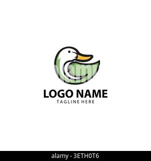 swan logo design template with leaf green logo graphic design vector illustration. Symbol, icon, creative Stock Vector