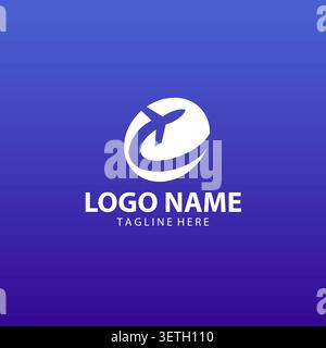 C travel company logo. C letter with airline and plane vector design template Stock Vector