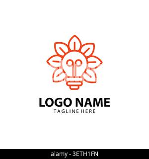 Beauty Idea Logo Lotus Flower and Light Bulb Design Stock Vector