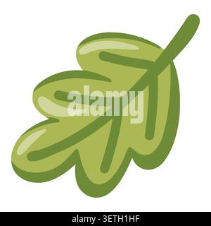 Green nature leaf with simple shape. Cartoon vector illustration on white background Stock Vector