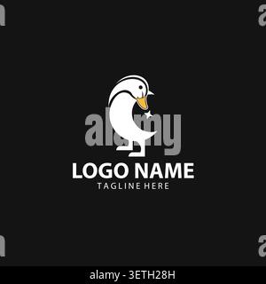 swan logo,goose or duck icon design vector in trendy and abstract luxury line outline style Stock Vector